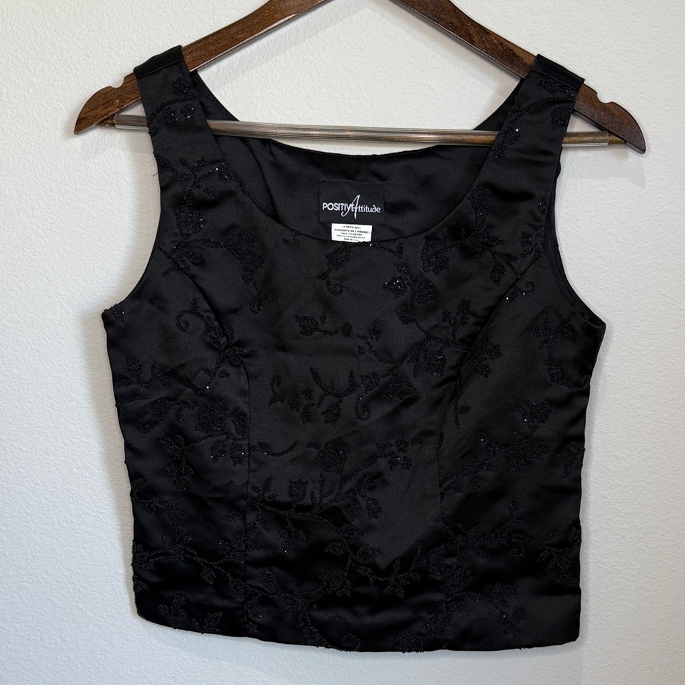 Positive Attitude Black Sequined Sleeveless Dressy Top Size 6